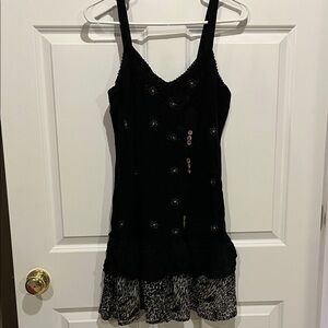 Black Floral Embroidered Sleeveless Top